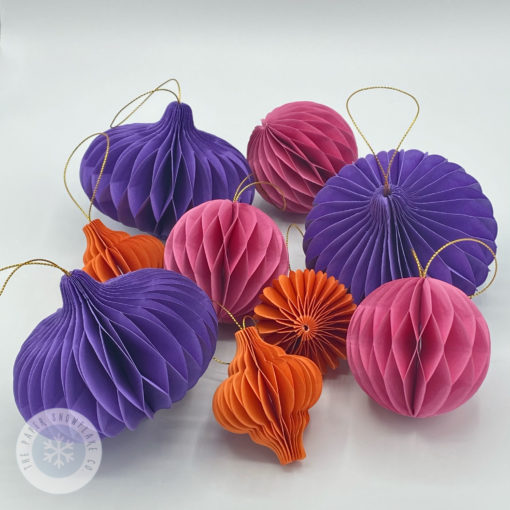 9 Paper honeycomb baubles - Floral Hues