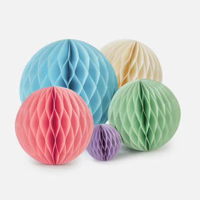 Individual Honeycomb Balls in Pastel Colours